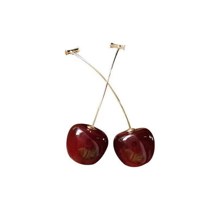 Wholesale Cute Vitality Resin Cherry Earrings with Temperament Long Earrings and Earrings