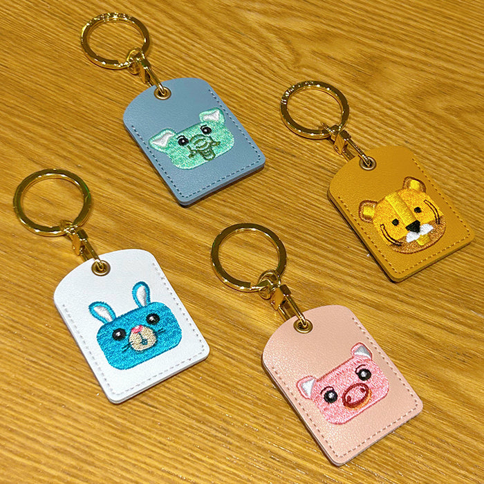 Wholesale Embroidery Cartoon Cute Animal Leather Keychain JDC-KC-WWX007