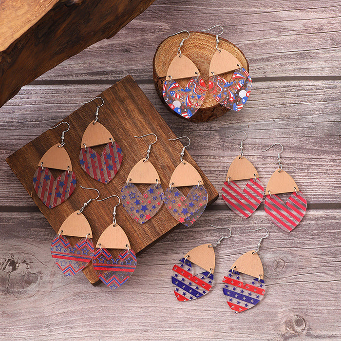 Wholesale Star earrings with striped heart-shaped acrylic patchwork earrings and earrings