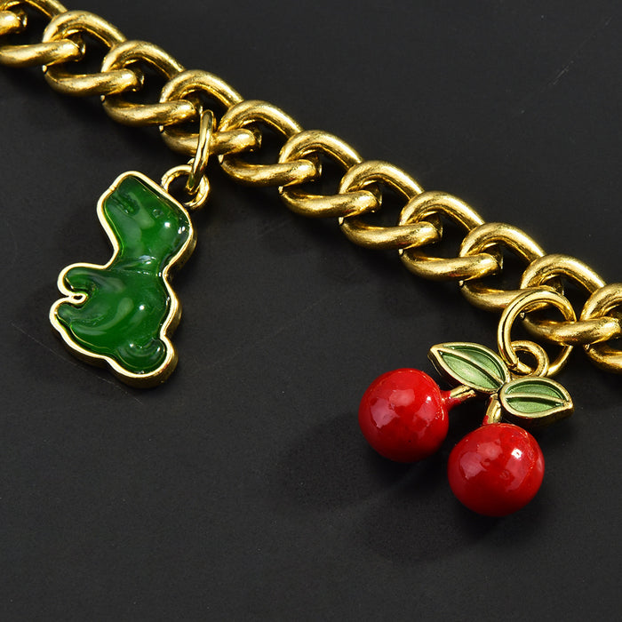 Wholesale Dinosaur Heart Shell Cherry Bag Charm Chain Metal Gold Tone Trendy Crossbody Pendant Boutique Resale Accessory