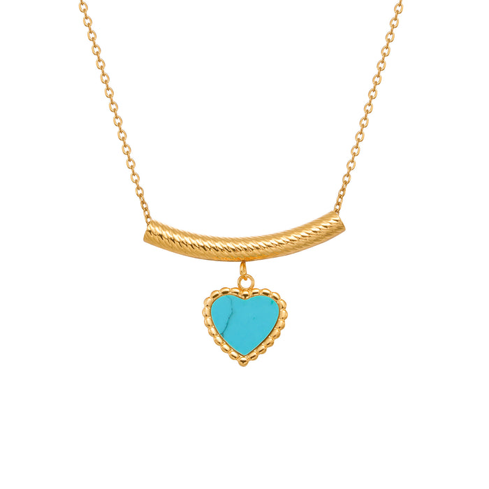 Wholesale Stainless Steel Heart-Shaped Turquoise Necklace