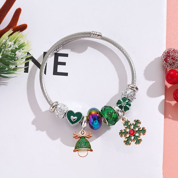 Wholesale Stainless Steel Christmas Bracelet with Tree Snowflake Pendant MOQ≥2