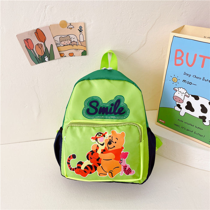 Wholesale Children' s cartoon pattern color-blocked Oxford cloth backpack