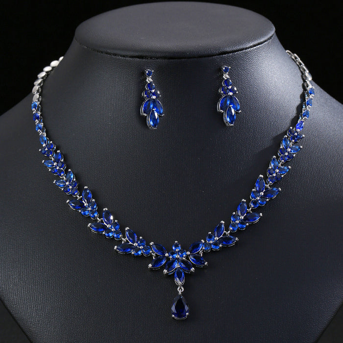 Wholesale Zircon Necklace Earrings suit Accessories Women' s Holiday Wear