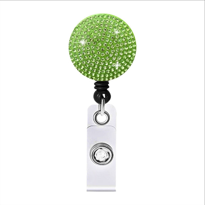 Wholesale Round Color AB Rhinestone Telescopic Clip Easy Pull Keychain JDC-KC-QiDing009