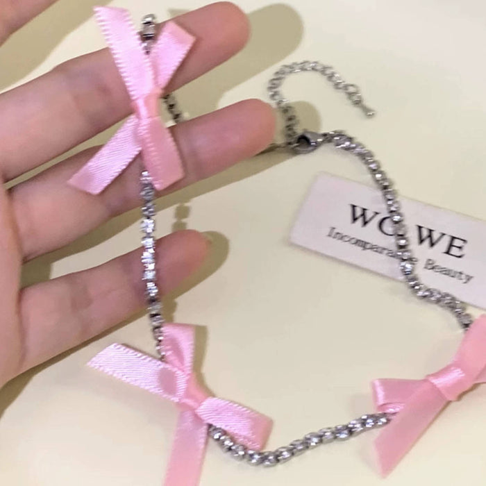Wholesale Ribbon bow necklace, light luxury, niche collarbone chain design, high-end necklace