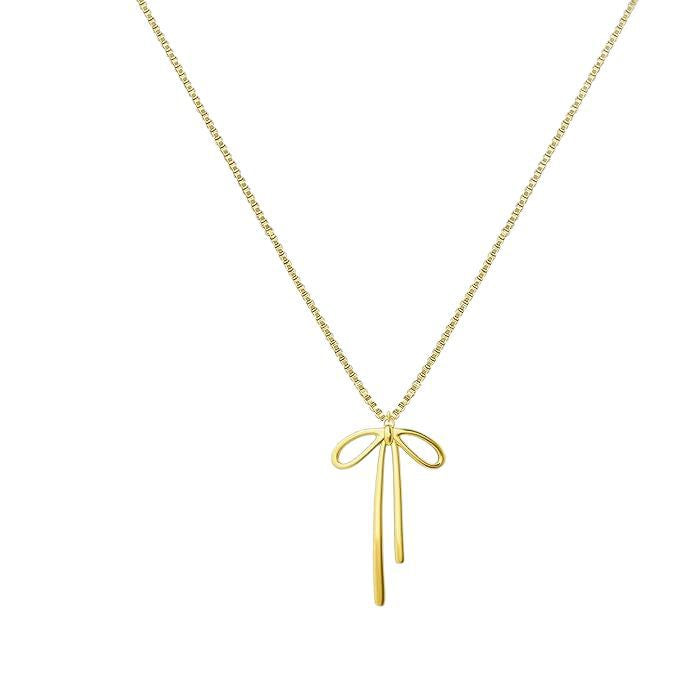Wholesale New bow necklaces, simple stainless steel earrings, fashionable and versatile design accessories wholesale