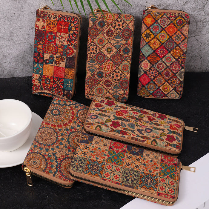 Wholesale PU Multi-function Wallet Wood Grain Multi-card Slots Ladies Long Wallet JDC-WT-HuLi003