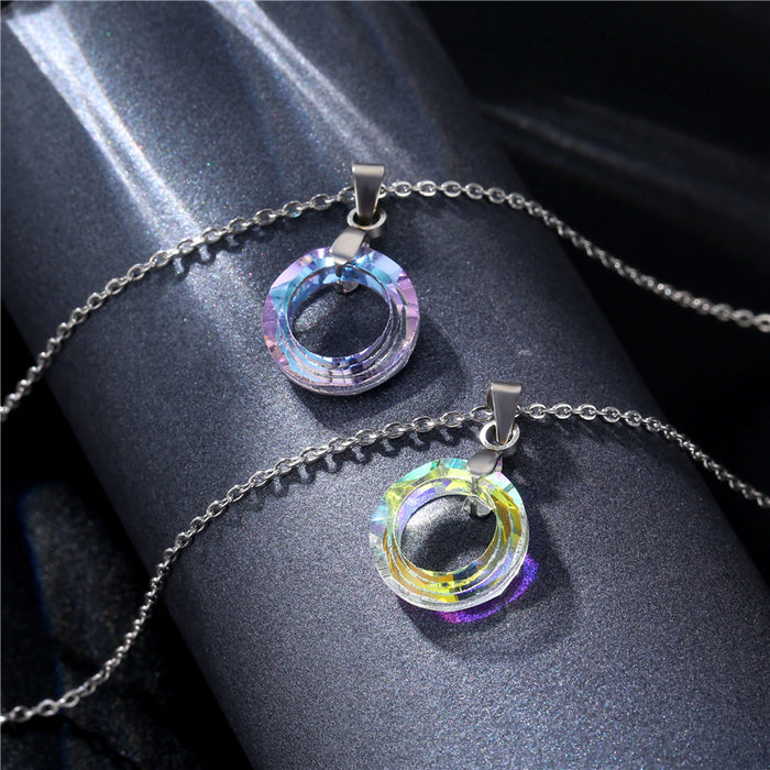 Wholesale Popular jewelry, crystal pendant, stainless steel short necklace, collarbone chain