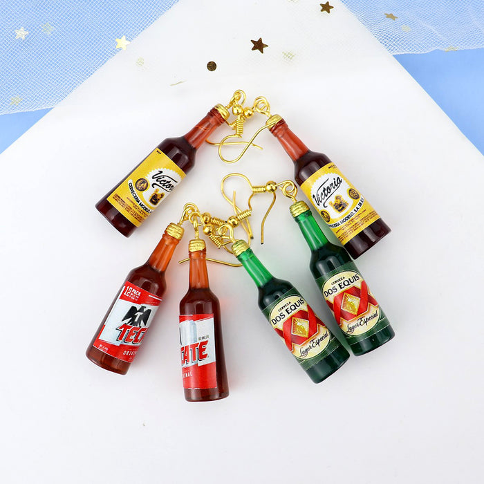 Wholesale Cartoon Wine Bottle Resin Earrings JDC-ES-niqing023