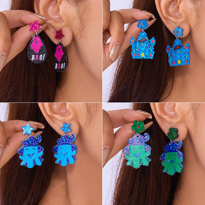 Wholesale  Earrings for Women Niche All-match Design Pumpkin Head Ghost Acrylic Earrings