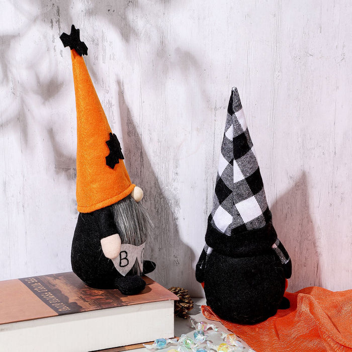 Wholesale  Ghost Festival decoration desktop ornaments letters red and black plaid hat forest man doll ornaments