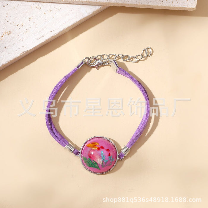 Wholesale Drip resin retro dried clover bracelet popular jewelry