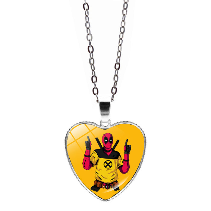 Wholesale Marvel Deadpool Wolverine Love Necklace Jewelry Women Deadpool Wolverine Heart Pendant Sweater Chain JDC-NE-JY003