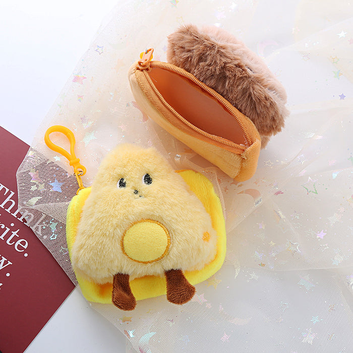 Wholesale Cartoon Plush Egg Toast Change Bag Female Creative Cartoon Coin Bag ID Bag Key Card Bag Hanging Decoration JDC-WT-XG009