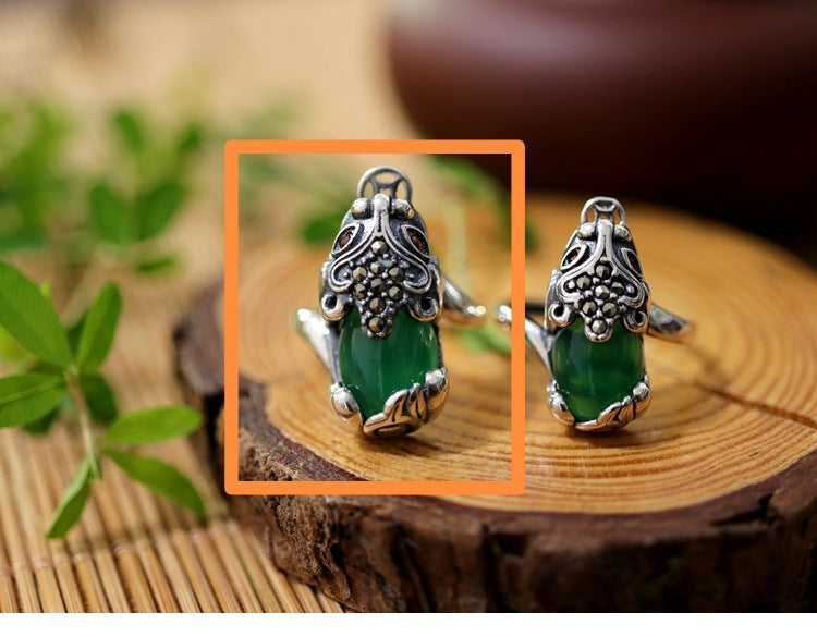 Wholesale 10pcs 925 ancient silver open food ring JDC-RS-NS009