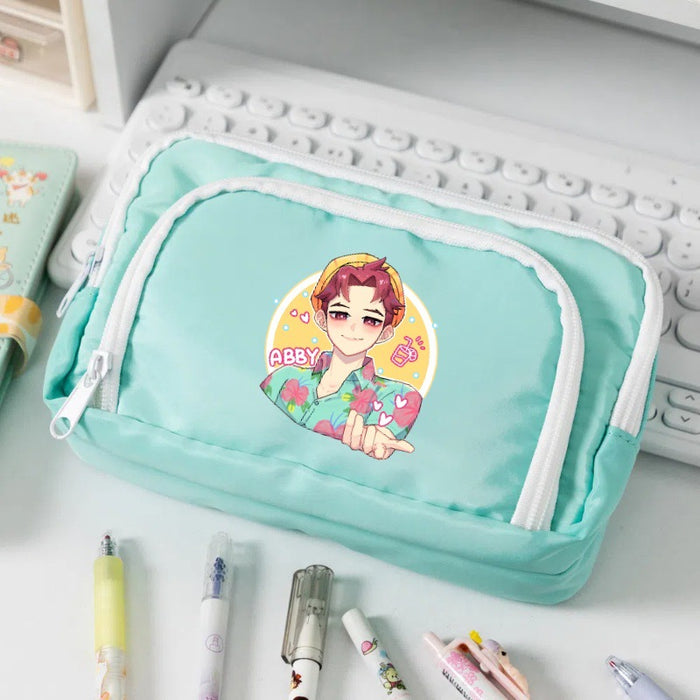 Wholesale KPOP Cute cartoon character candy-colored pencil bags for primary and secondary school students