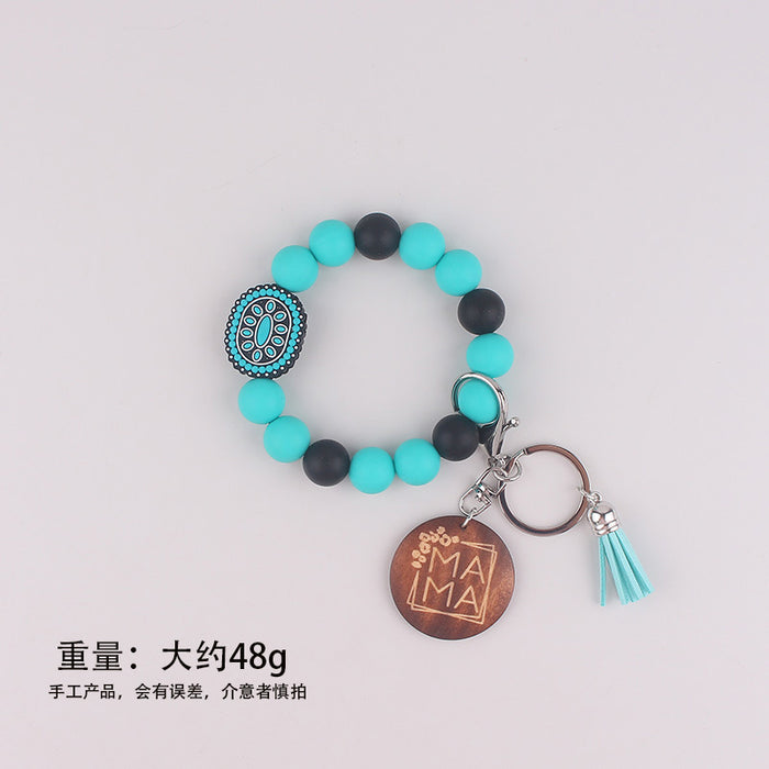 Wholesale Oval Gemstone Key Bracelet Silicone Keychain Gift Key Bracelet