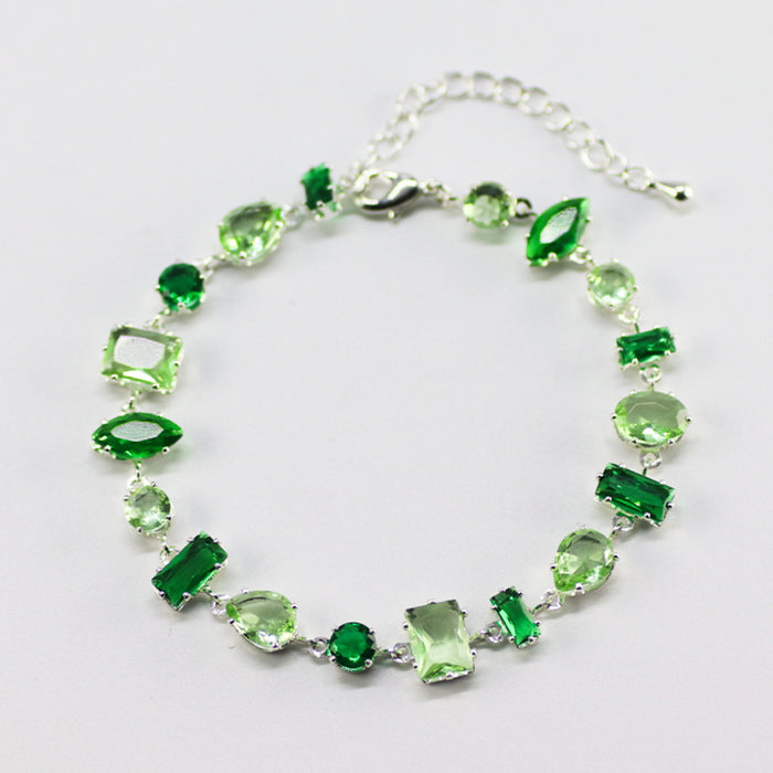 Wholesale Oval Zircon Bracelet for Women,  Emerald Streamer Crystal Candy Bracelet