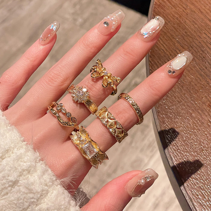 Wholesale Vintage zircon inlaid exquisite open ring, niche butterfly high-end and personalized accessory