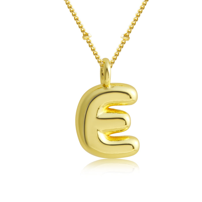 Wholesale Bubble Polished Letter Pendant Copper Necklace JDC-NE-BaiTian012