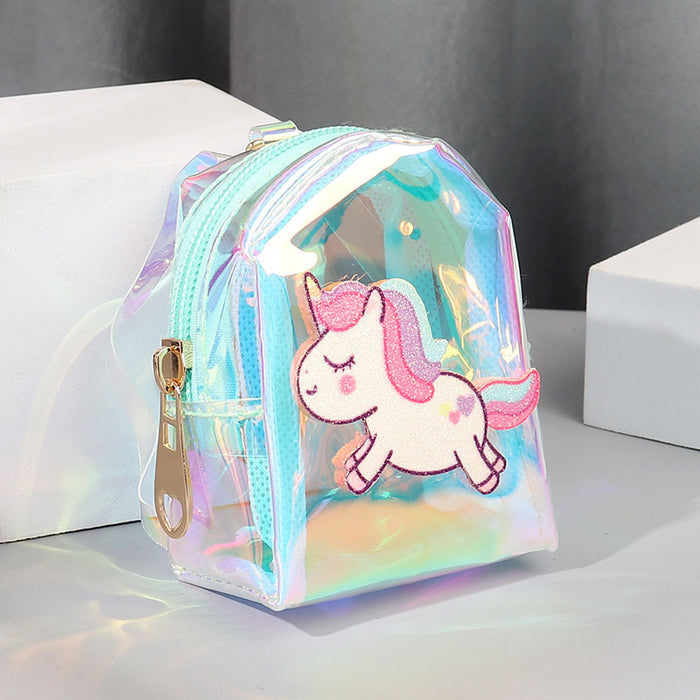 Wholesale Trendy Purple Transparent Cartoon Unicorn Coin Purse Key Bag With Strap Stylish Fashion Accessory