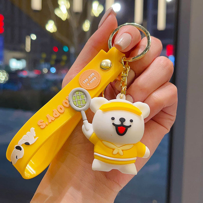 Wholesale PVC Cartoon Line Puppy Badminton Keychain Bag Charm Gift
