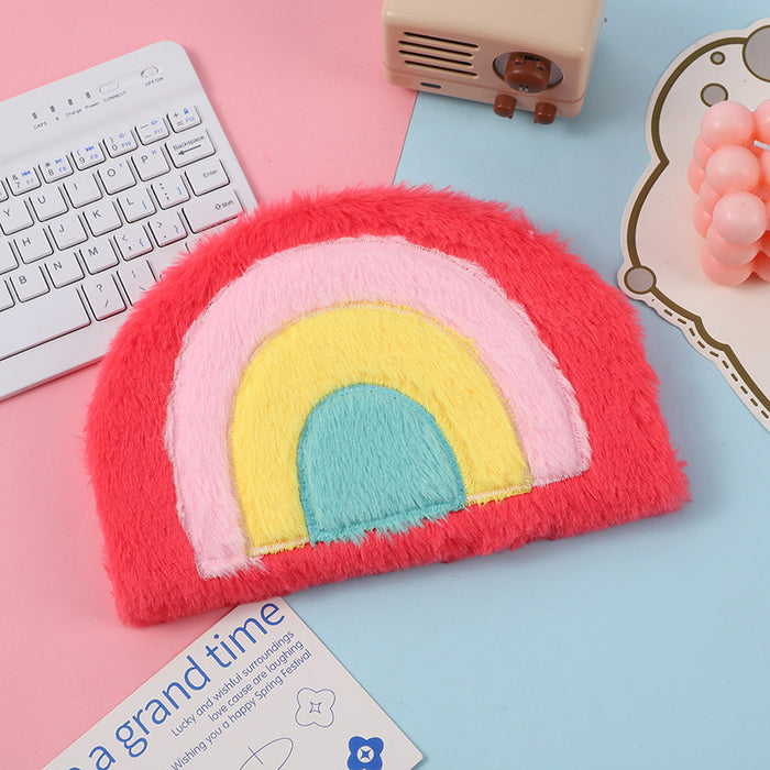 Wholesale Creative semicircle plush book cartoon student color notepad children' s rainbow cute diary