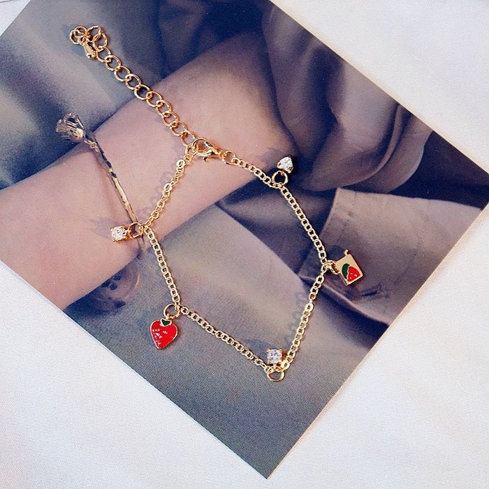 Wholesale Strawberry pendant bracelet