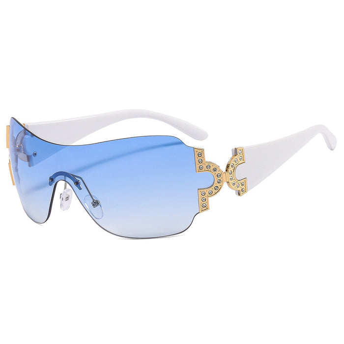 Wholesale Large Frame Y2K Frameless Diamond PC Sunglasses JDC-SG-XIa060