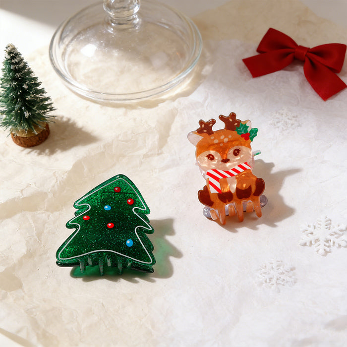 Wholesale Christmas PVC Claw Clips Cute Holiday Hair Accessories For Women Santa Tree Deer Motifs Chic Resale