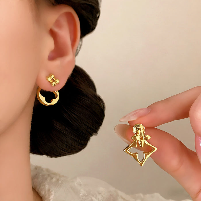 Wholesale Geometric Asymmetrical Openwork Flower Stud Earrings