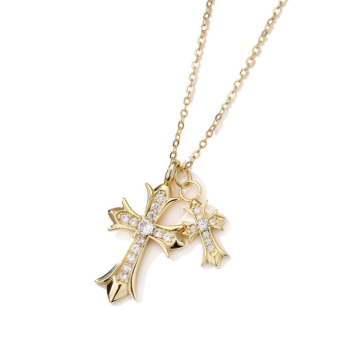 Wholesale Fashion Punk Double Cross Necklace