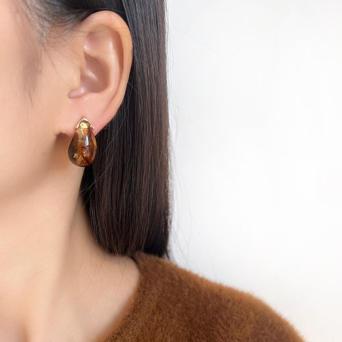 Wholesale stud earrings brown earrings water drop clip without pierced ears