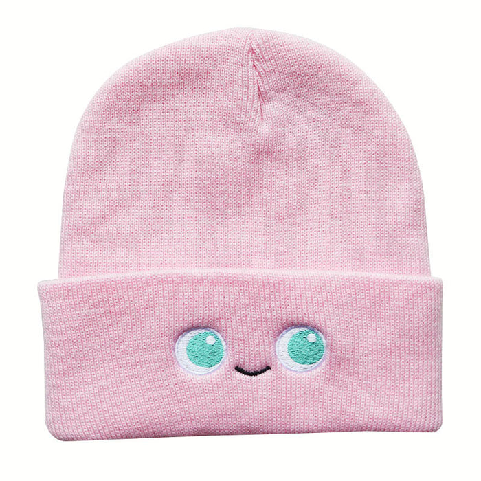 Wholesale Cartoon Cute Smiley Face Embroidery Acrylic Knitted Beanie JDC-FH-LvH015