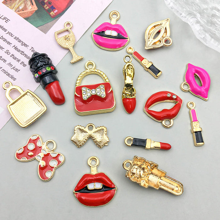 Wholesale DIY Red Oil-Drip Alloy Charms