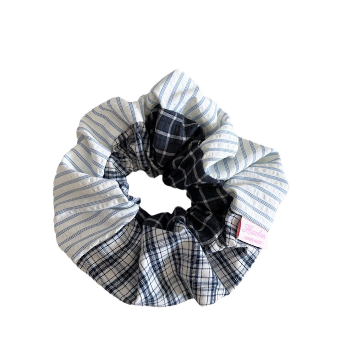 Wholesale Niche splicing striped grid tied ponytail temperament headband bun bun hair rope