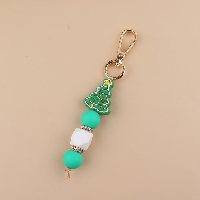Wholesale Cartoon Christmas Handmade Silicone Beaded Keychain JDC-KC-GuangTian001