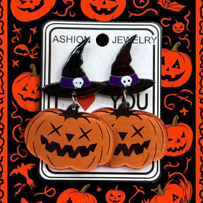 Wholesale Acrylic  Cartoon Earrings - Skull Cowboy Pumpkin Ghost Face Fashion Accessory MOQ≥2