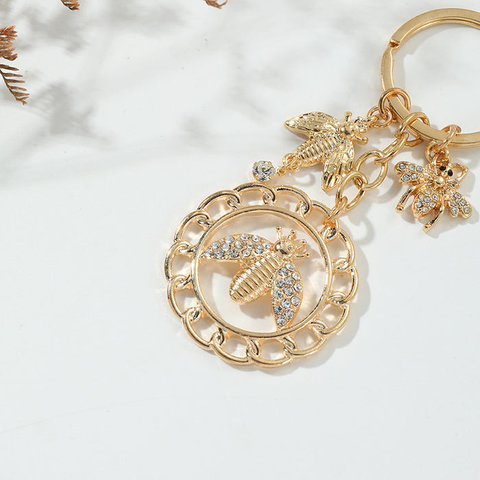 Wholesale Little Bee Alloy Dot Diamond Keychain JDC-KC-QiangF001