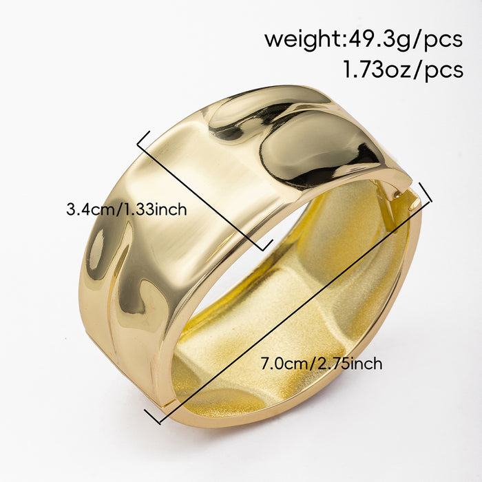 Wholesale Jewelry Fashion Alloy Irregular Round Bracelet Wide Edition Round Spring Open Bracelet