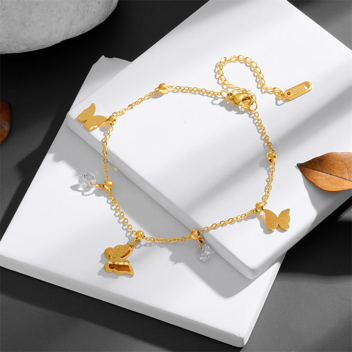 Wholesale  Titanium Steel 18K Gold Color Plated Butterfly Bracelet Women' s Ins Cold Style