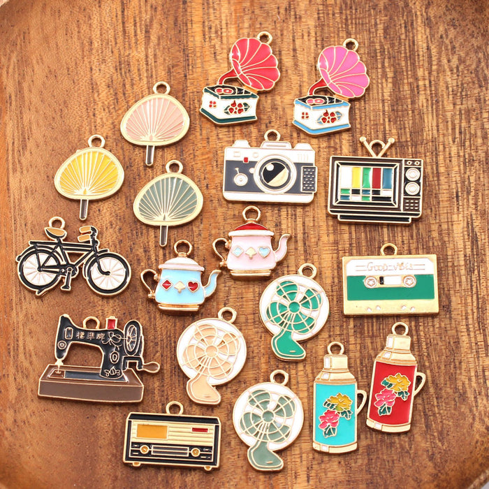 Wholesale 10pcs Nostalgic sewing machine twenty-eight Rod diy alloy oil earrings pendant key chain pendant jewelry accessories