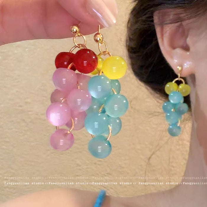 Wholesale Clear Grape Fruit Earrings Plastic Resin Red Fashion Accessory