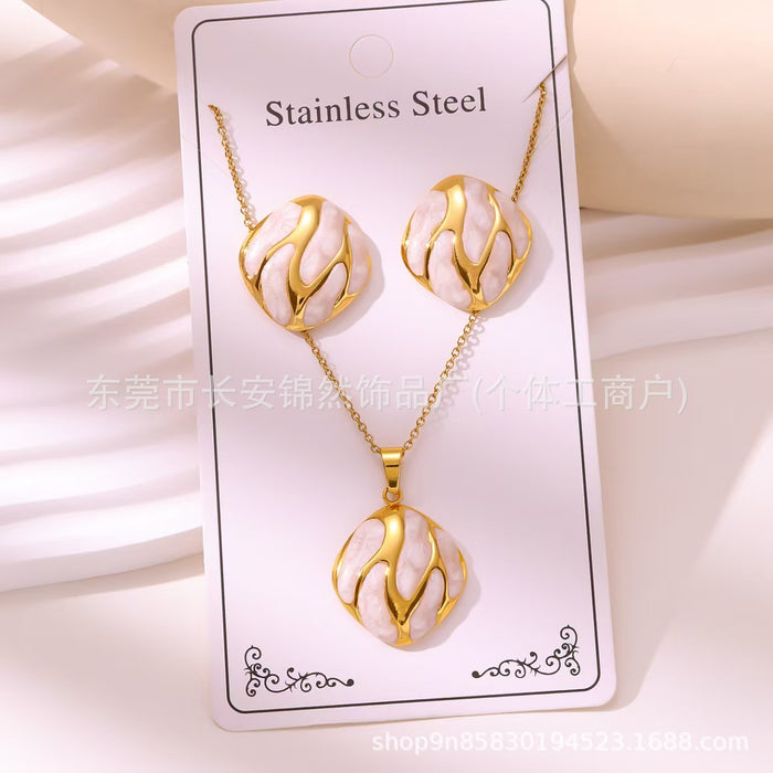Wholesale 304 Stainless Steel Vacuum Plated Earrings and Necklace Set