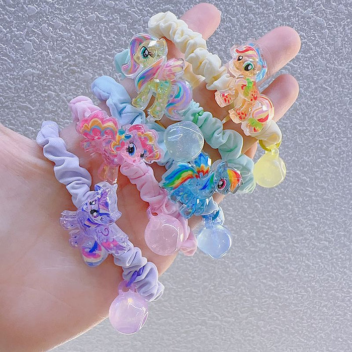Wholesale 5pcs/ set Cartoon Jelly Colorful Pony Hair Tie Beaded Hair Tie