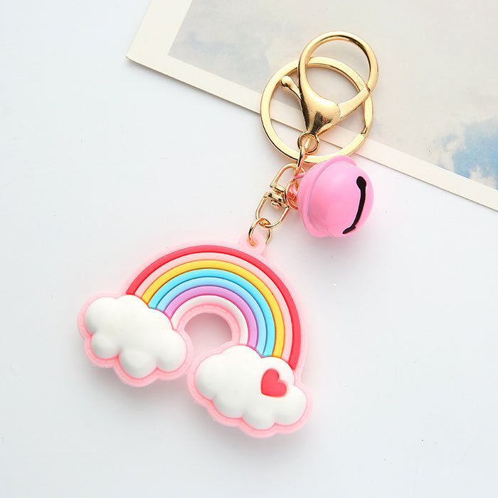 Wholesale  Keychain Cute Bell Rainbow Cloud Pendant Couple Bag Hanging Jewelry