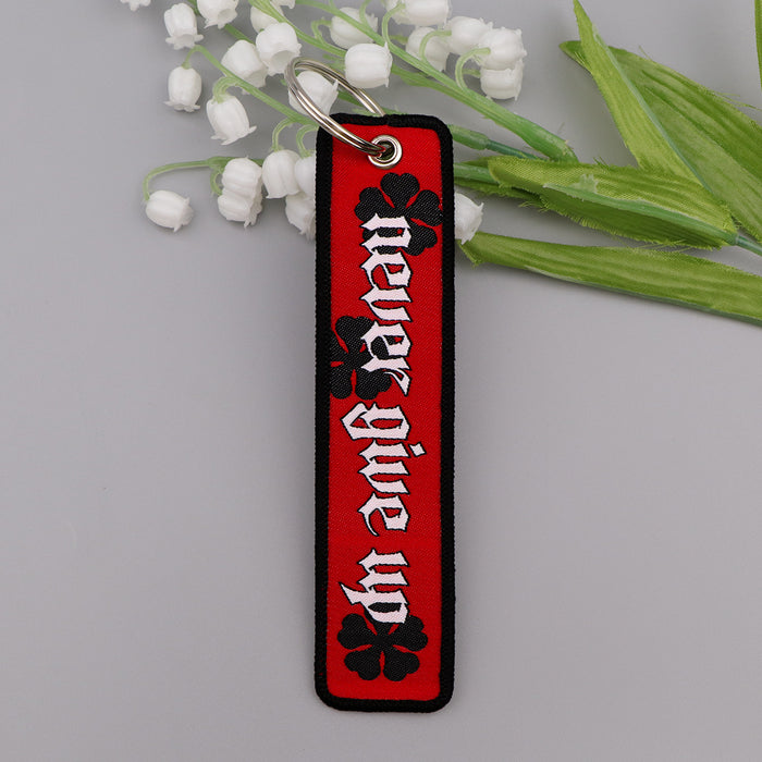 Wholesale Fabric Woven Label Black Clover Cartoon Keychain Bag Charm For Student Campus Gift MOQ≥3