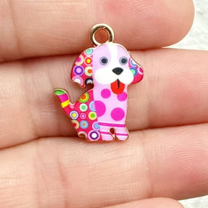 Wholesale 10pcs Cute Puppy Alloy Oil Drip Printed Jewelry Cartoon Accessories DIY Bracelet Earrings Keychain Bag Charms Pendant