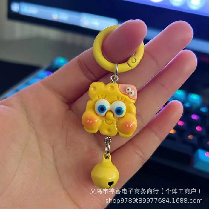 Wholesale Medium Cartoon Keychains Bell Cartoon Resin Pendant Girl School Bag Accessories Gift